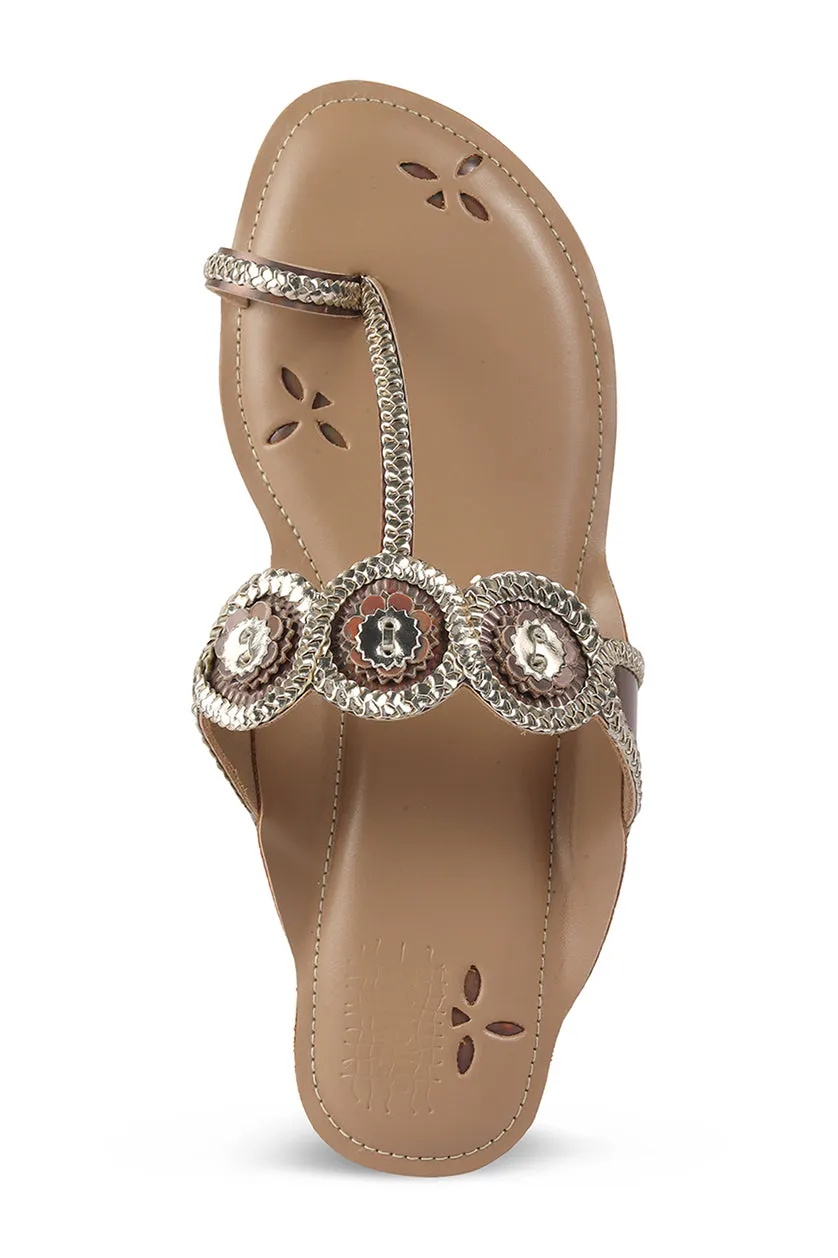 Braided K Flats Gold