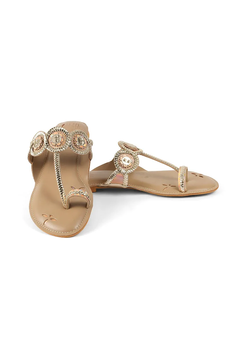 Braided K Flats Gold