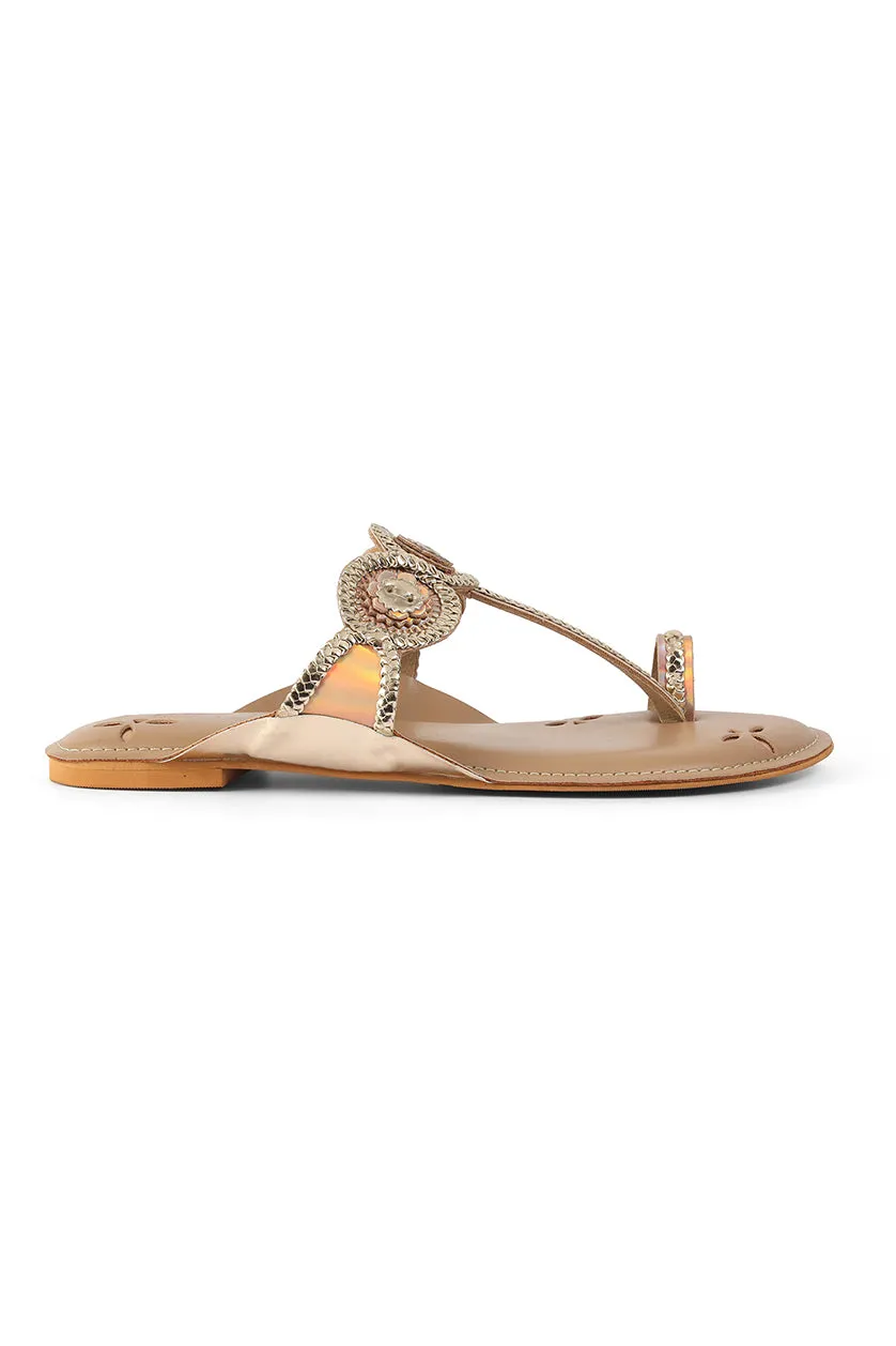 Braided K Flats Gold