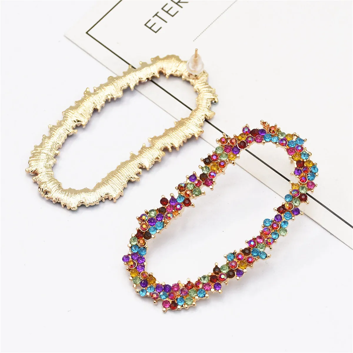 Bright-Tone Cubic Zirconia Oval Drop Earrings