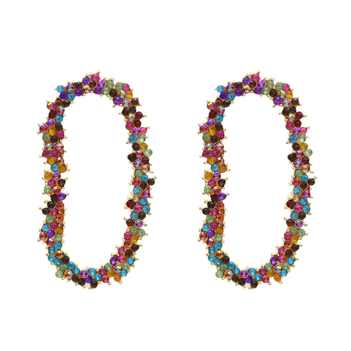 Bright-Tone Cubic Zirconia Oval Drop Earrings