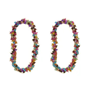 Bright-Tone Cubic Zirconia Oval Drop Earrings