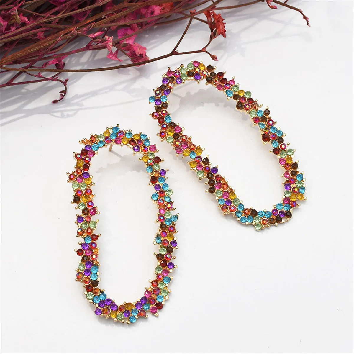 Bright-Tone Cubic Zirconia Oval Drop Earrings