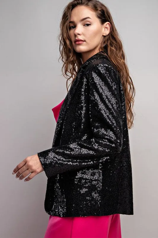 BRITTA BLACK BLAZER WITH CLEAR SEQUINS