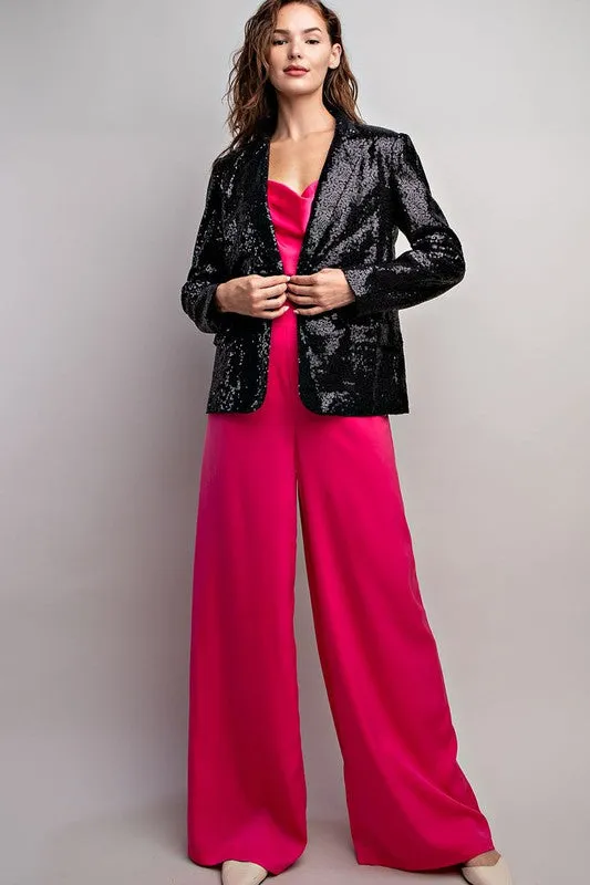 BRITTA BLACK BLAZER WITH CLEAR SEQUINS