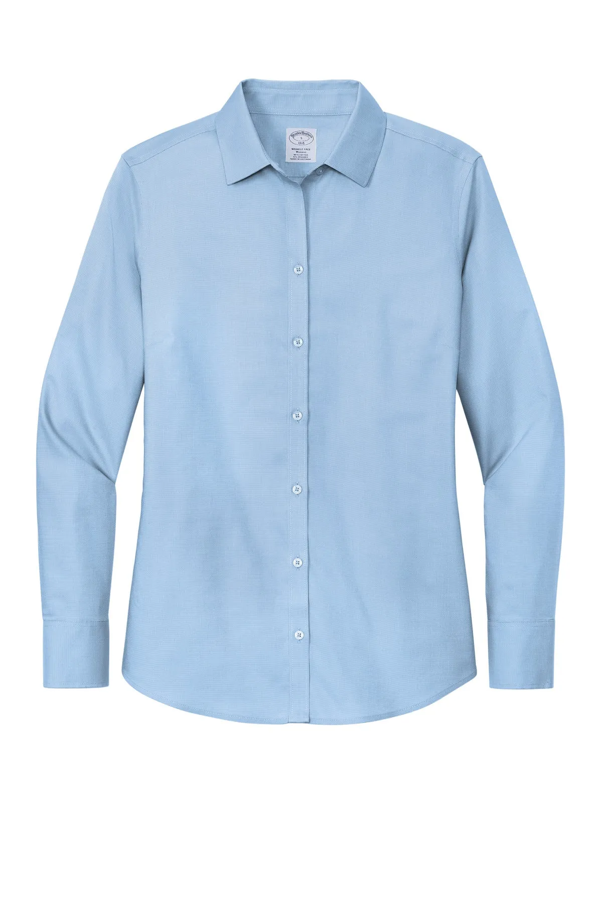 Brooks Brothers Women's Wrinkle-Free Stretch Nailhead Shirt BB18003 Newport Blue