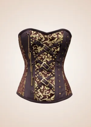 Brown Steampunk Brocade Corset