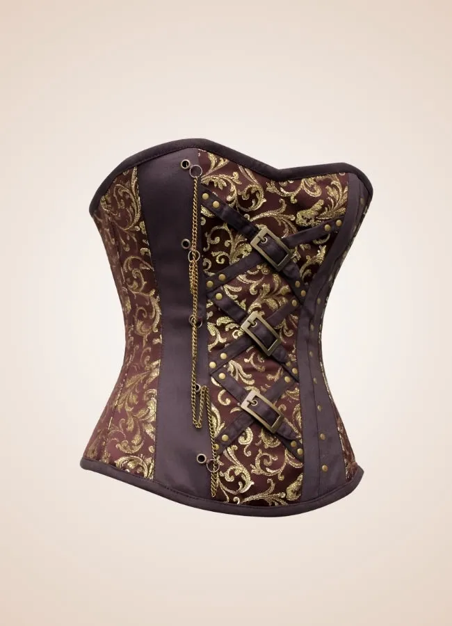 Brown Steampunk Brocade Corset