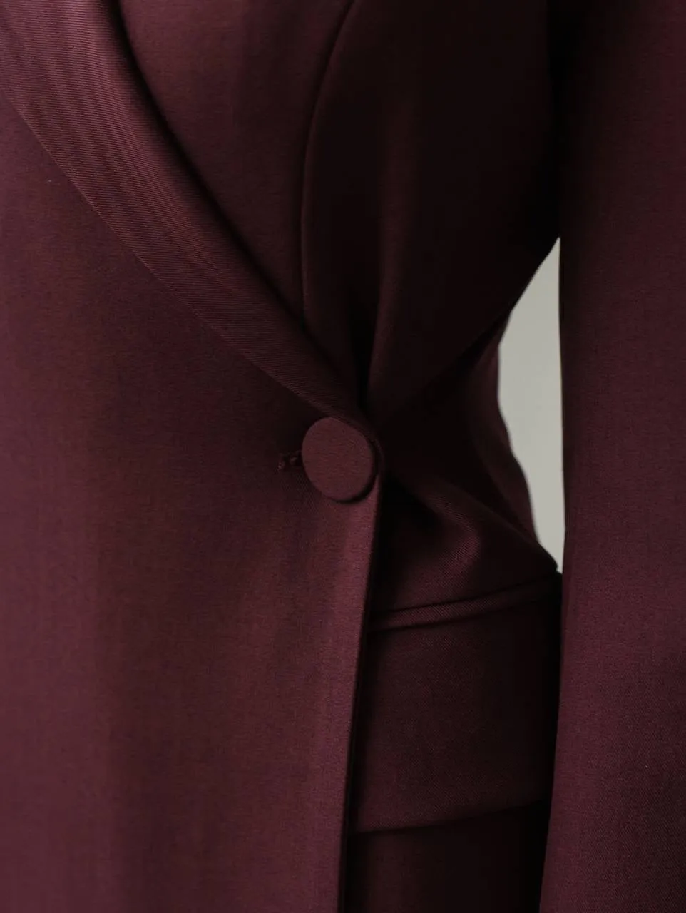 Burgundy Wrap Midi Dress with Blazer Detail