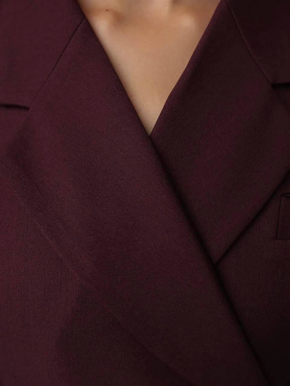 Burgundy Wrap Midi Dress with Blazer Detail