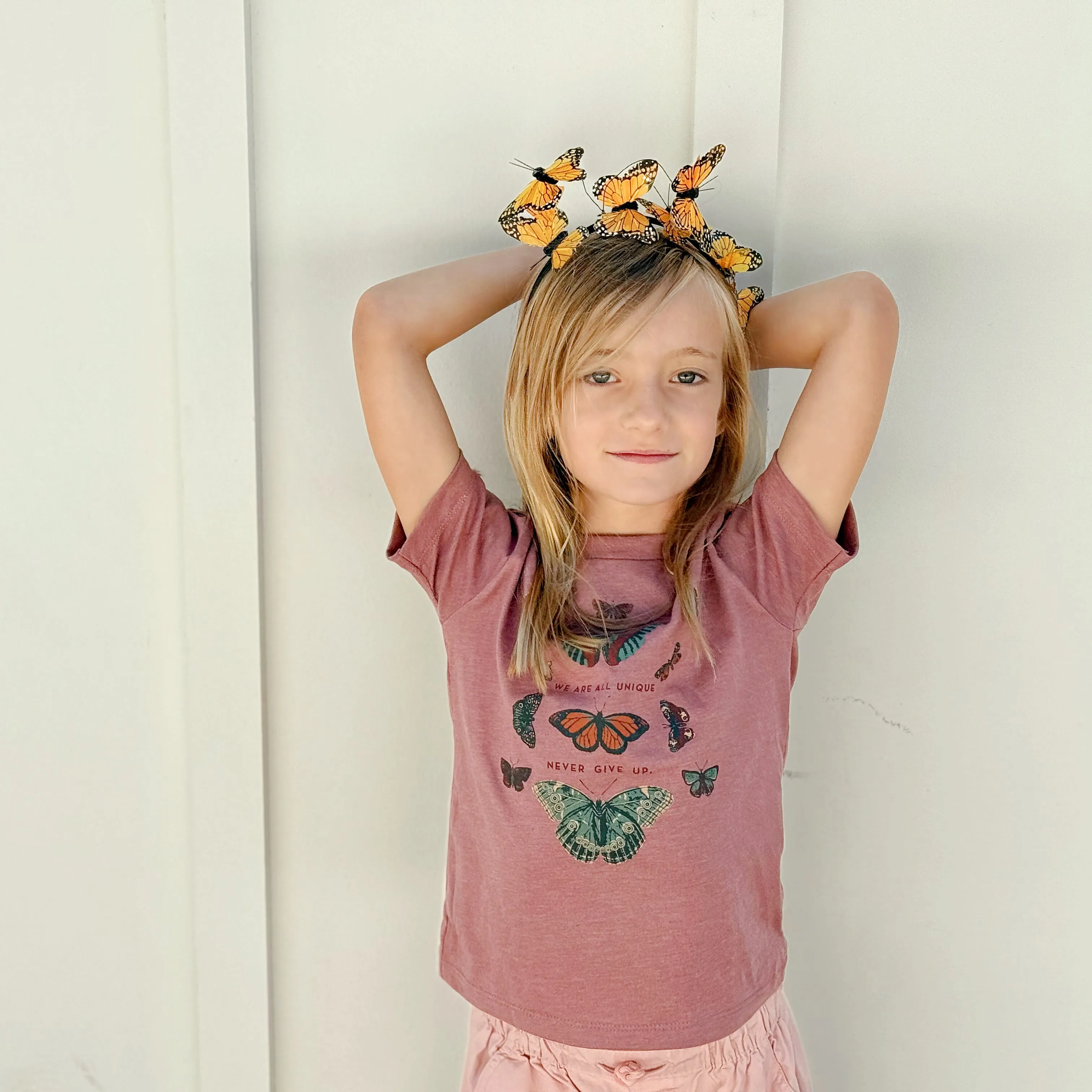 BUTTERFLY WE ARE ALL UNIQUE ROSE TEE