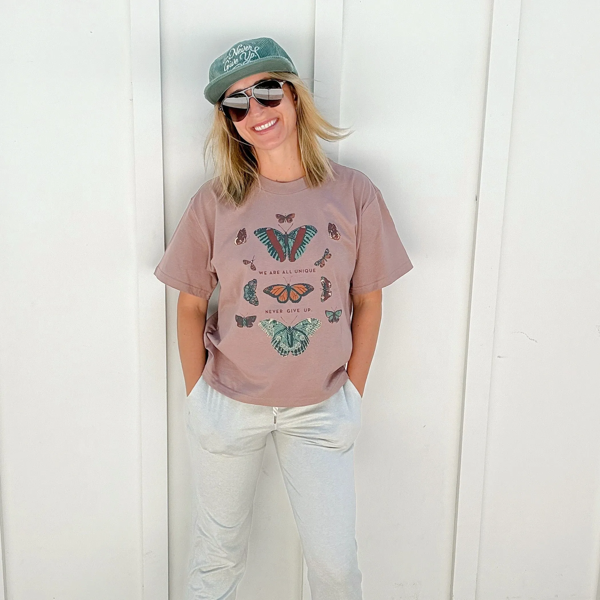 BUTTERFLY WE ARE ALL UNIQUE ROSE TEE