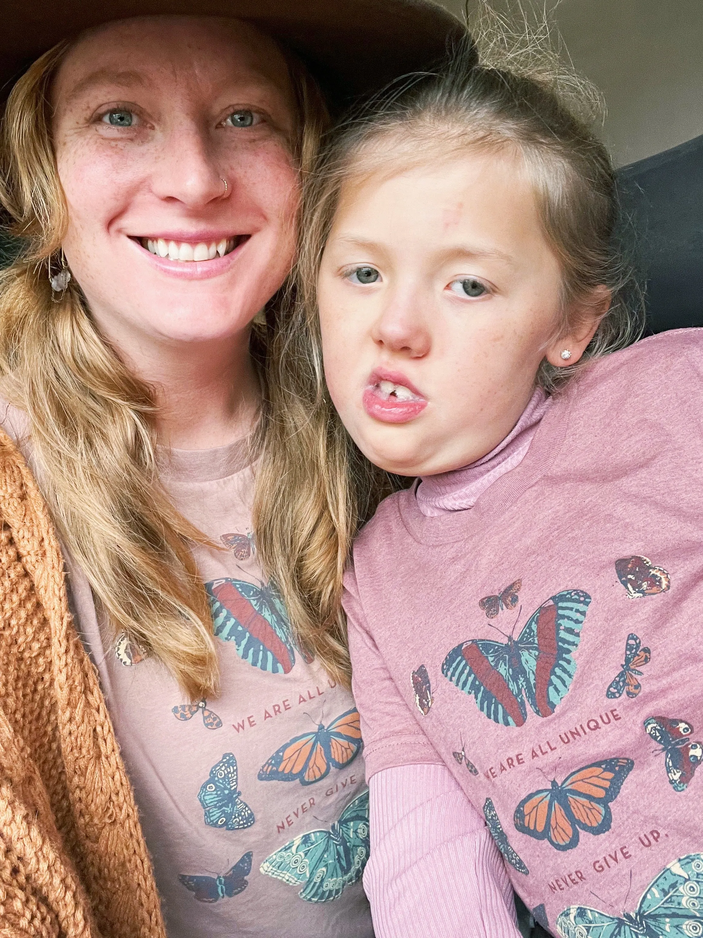 BUTTERFLY WE ARE ALL UNIQUE ROSE TEE