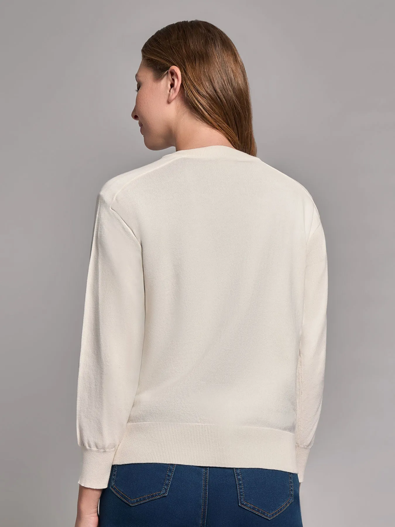 Button-Front Saddle Shoulder Cardigan