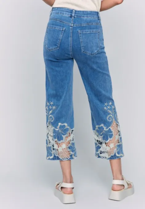 C5648-431A - Jean w/ Laser Cut Lace Bottom