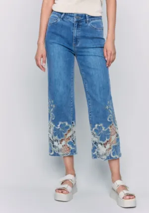 C5648-431A - Jean w/ Laser Cut Lace Bottom