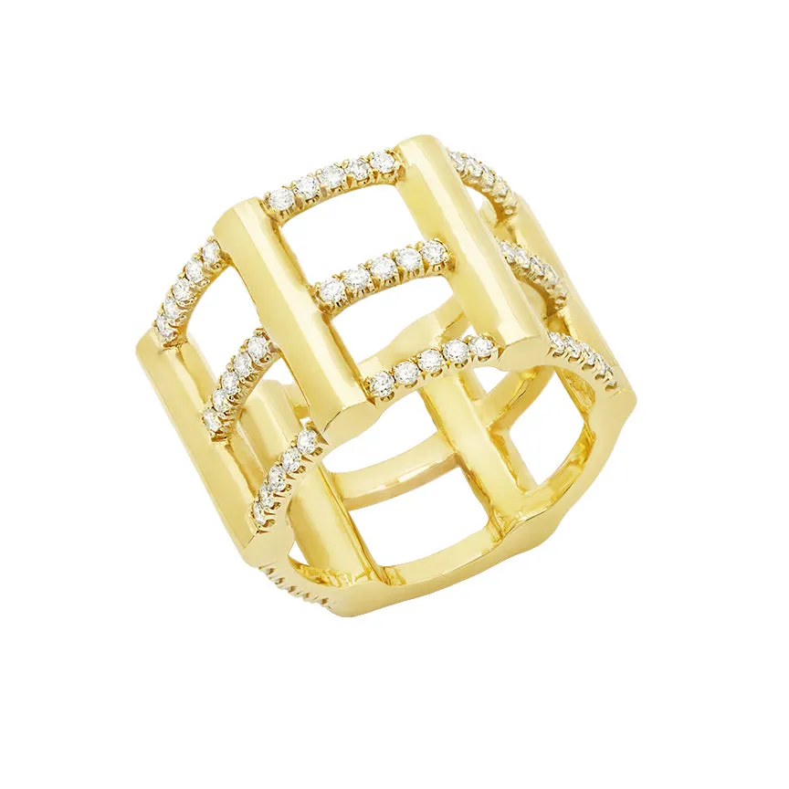 Cage Ring | Gold with Diamonds