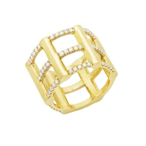 Cage Ring | Gold with Diamonds