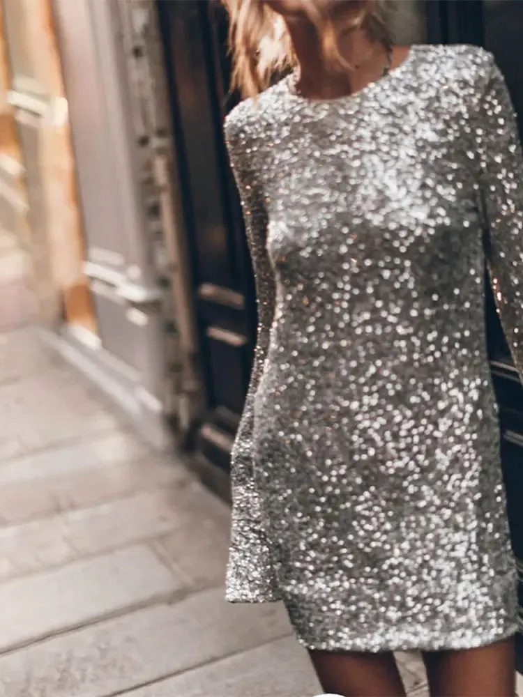 Carla - Shiny Sequins Mini Dress for Women