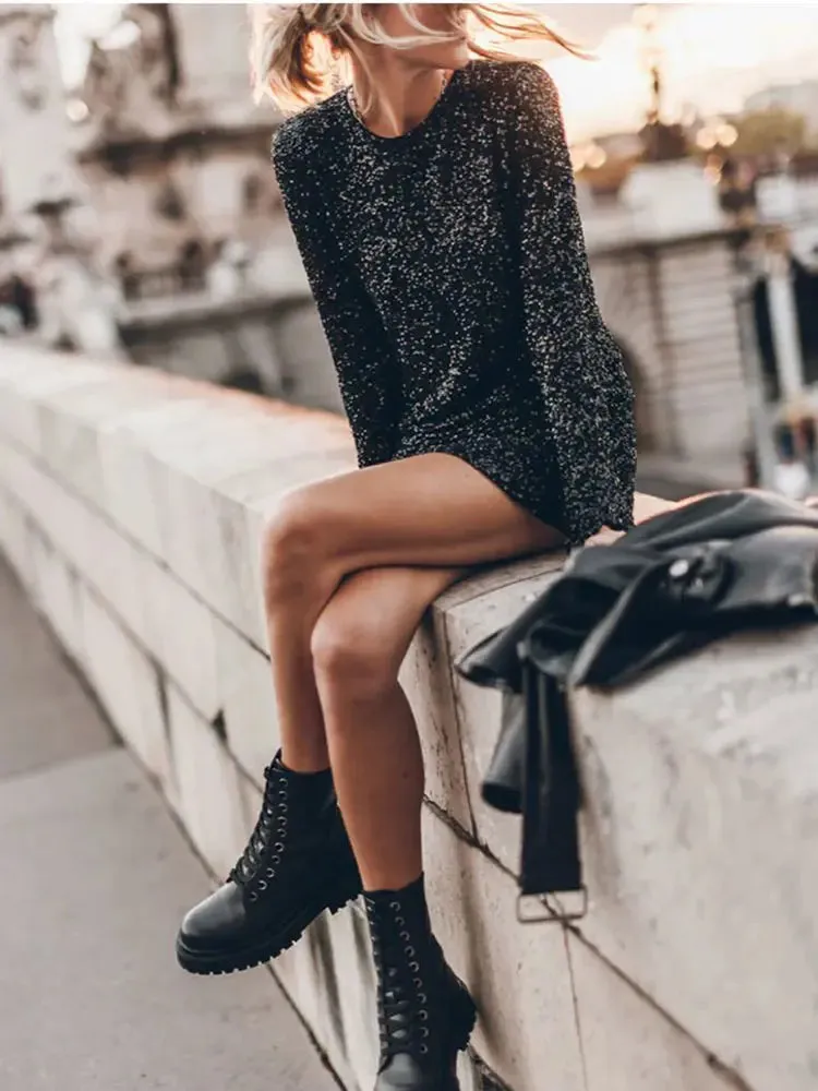 Carla - Shiny Sequins Mini Dress for Women