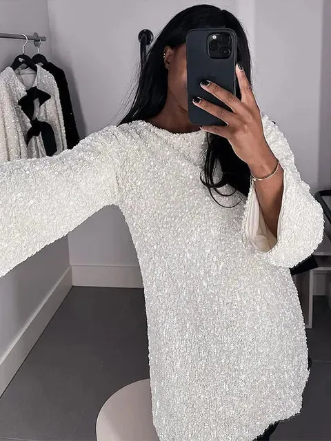 Carla - Shiny Sequins Mini Dress for Women