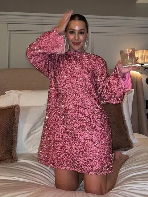 Carla - Shiny Sequins Mini Dress for Women