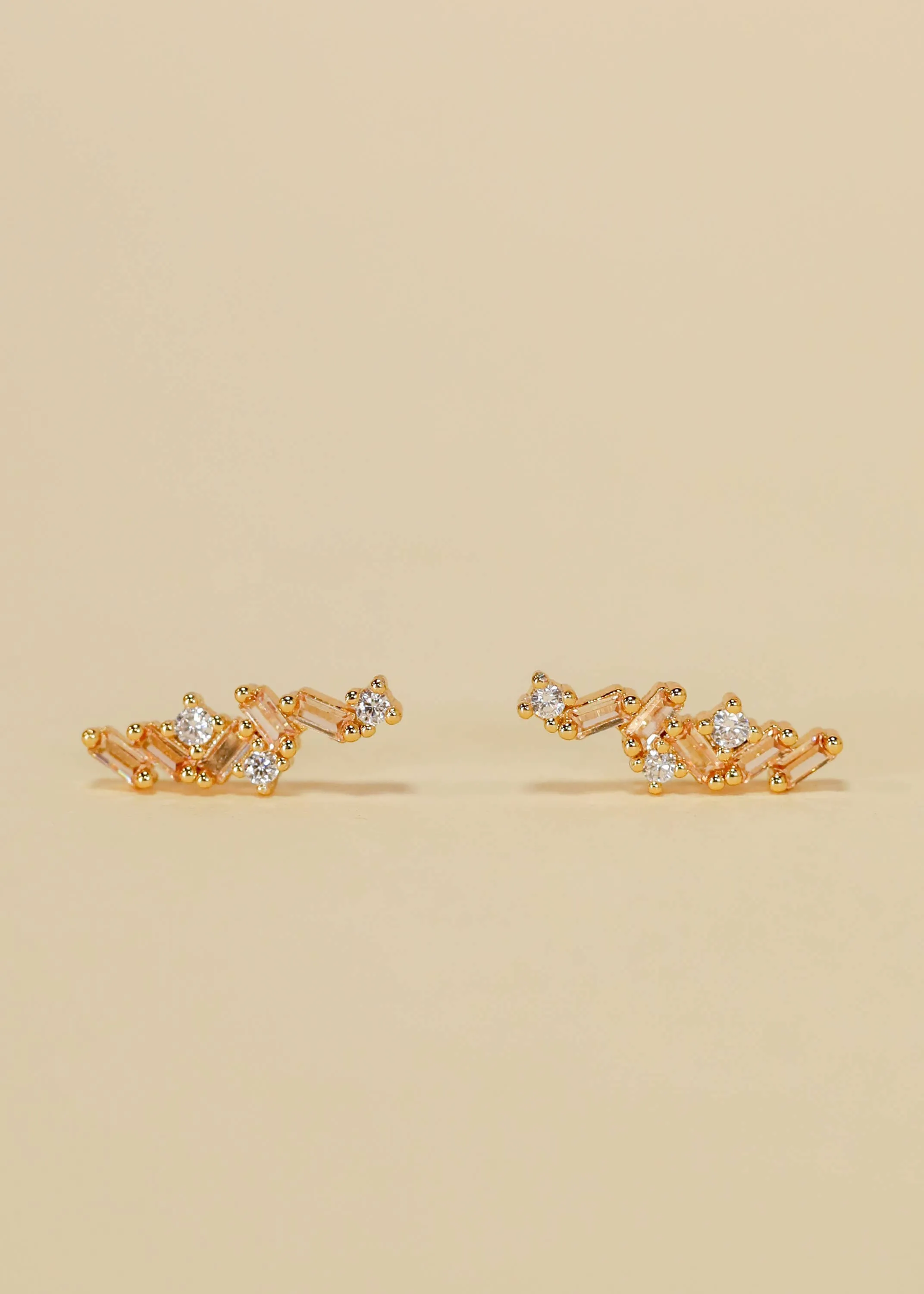 Cascading Baguette Drop - Gold Earrings