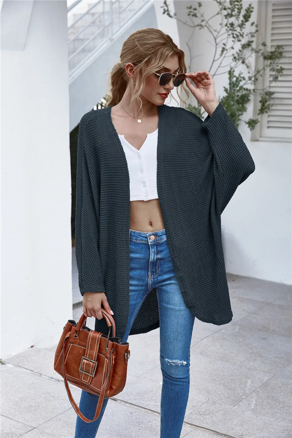 Casual Knit Batwing Sleeve Comfy Cardigans Outerwear