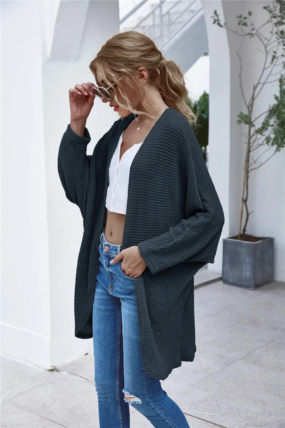 Casual Knit Batwing Sleeve Comfy Cardigans Outerwear