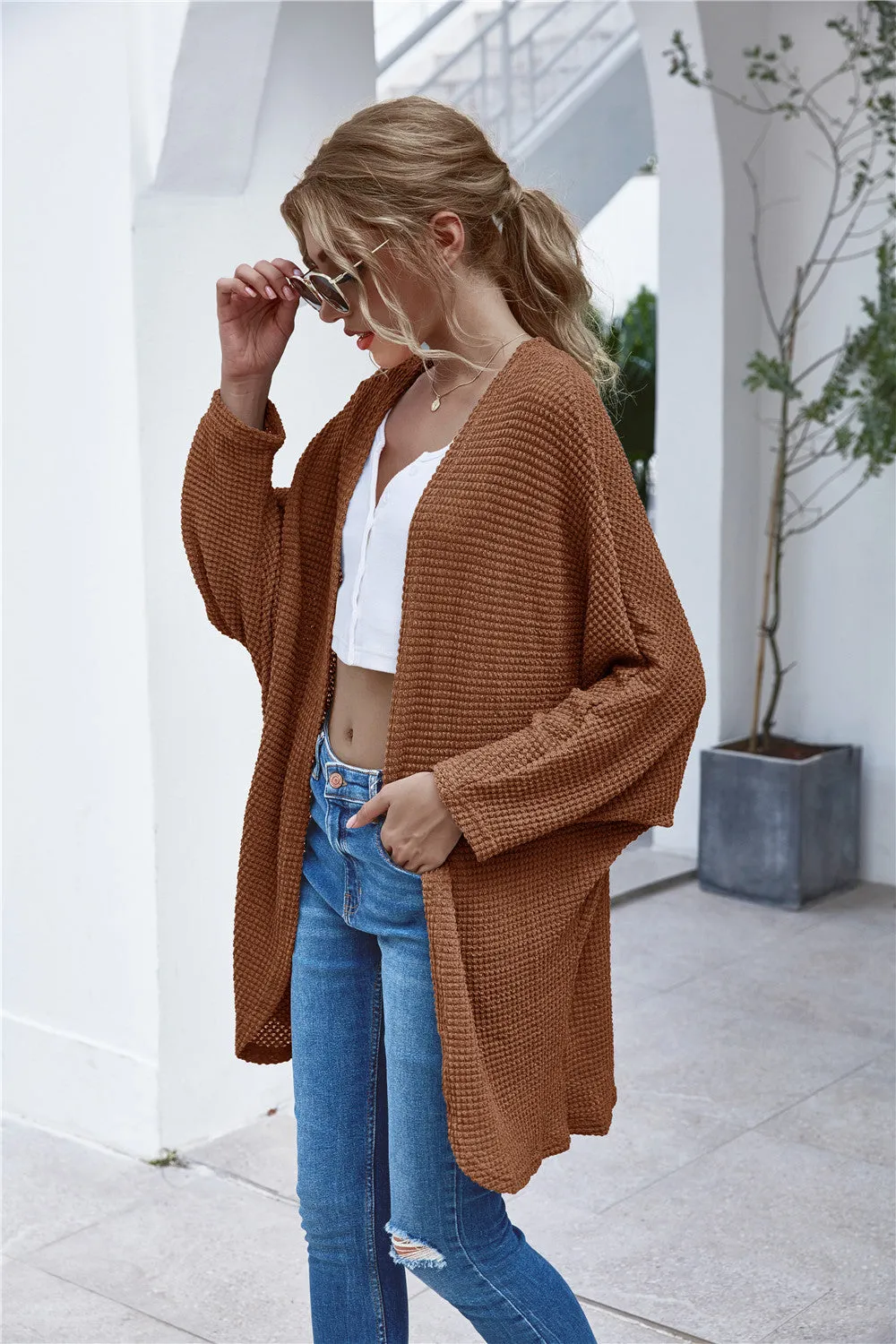 Casual Knit Batwing Sleeve Comfy Cardigans Outerwear