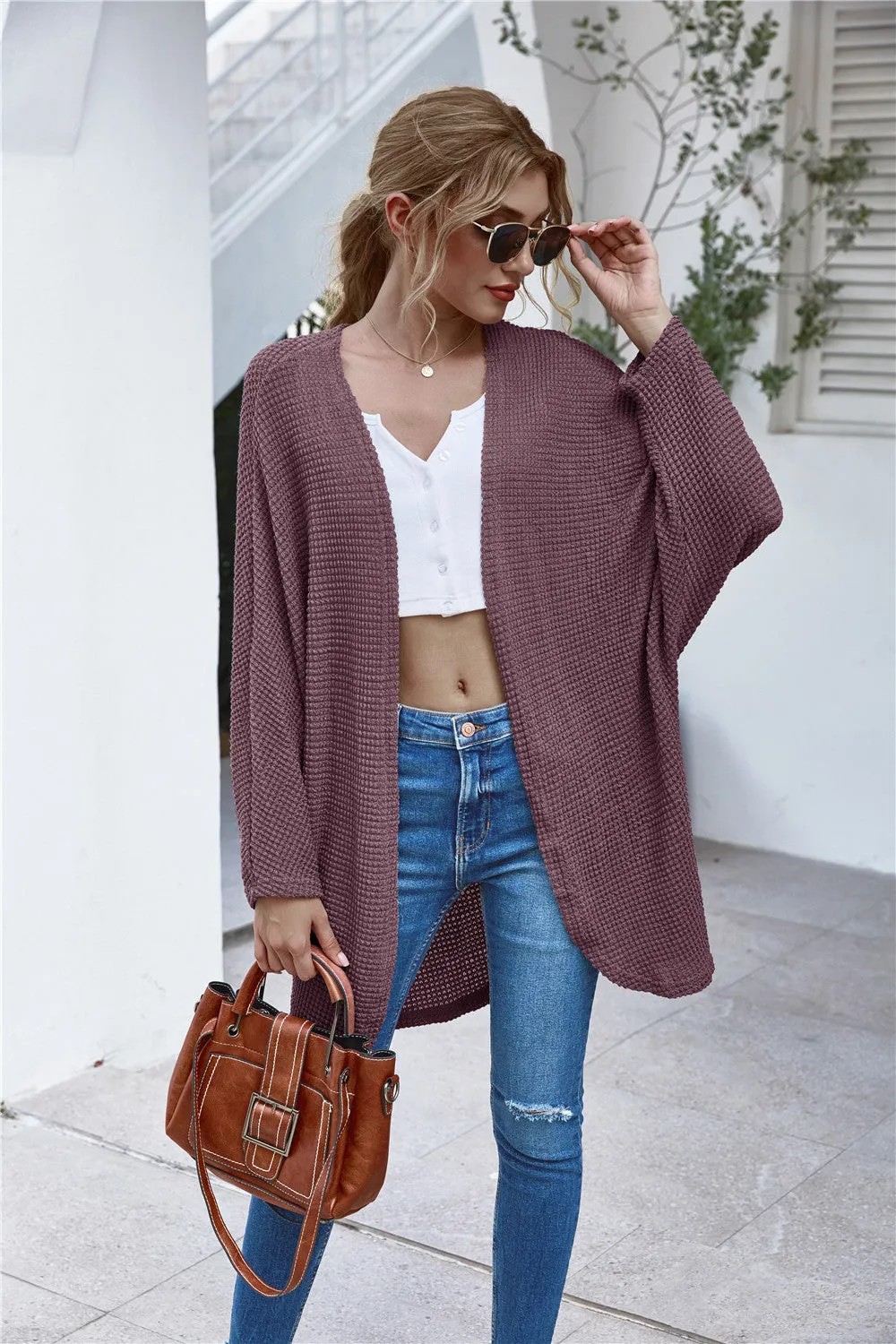 Casual Knit Batwing Sleeve Comfy Cardigans Outerwear