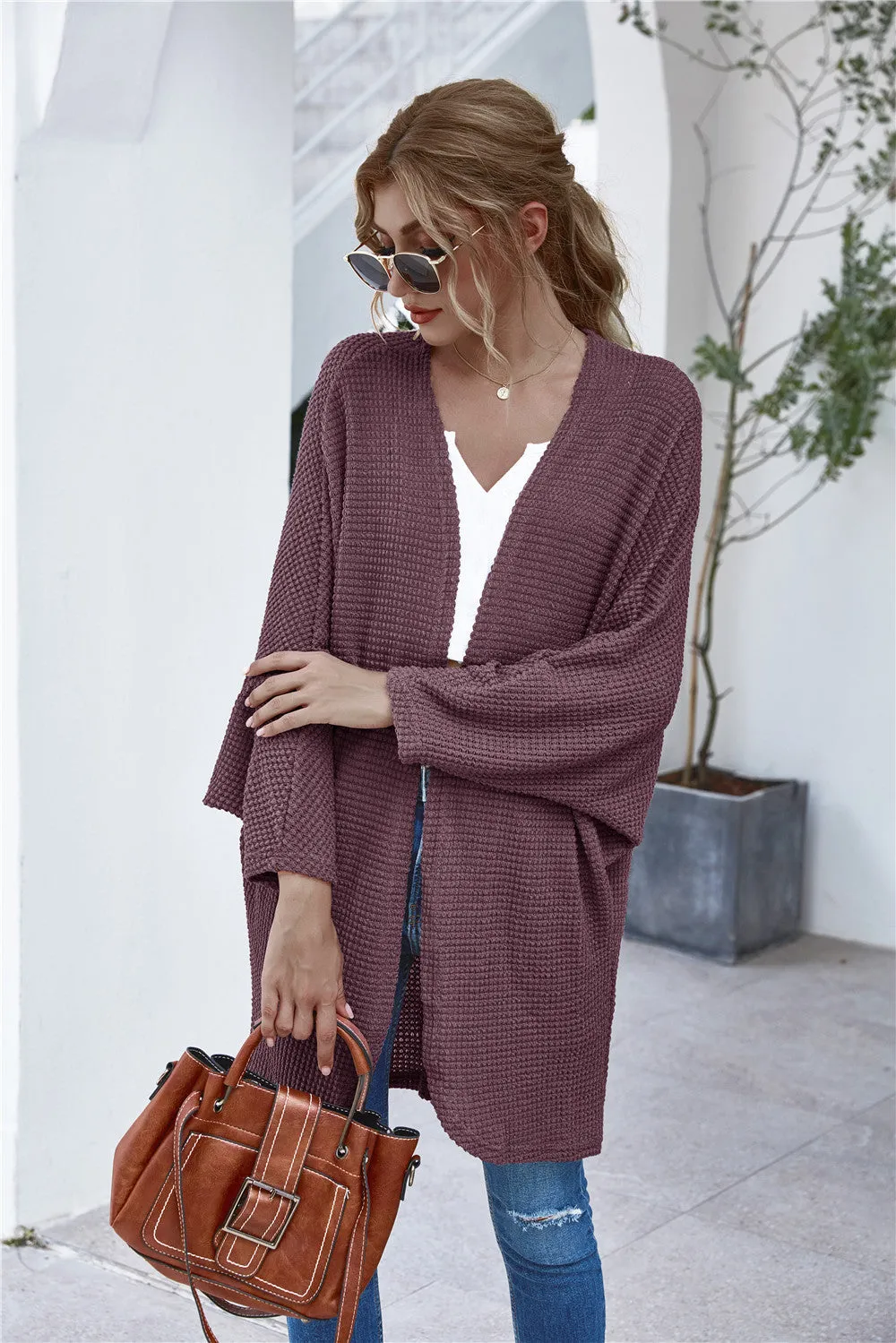 Casual Knit Batwing Sleeve Comfy Cardigans Outerwear