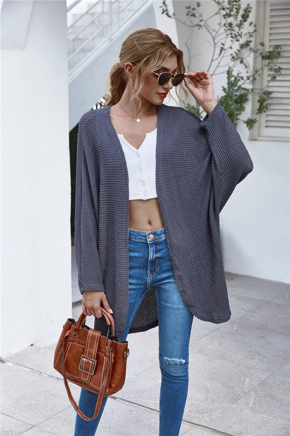 Casual Knit Batwing Sleeve Comfy Cardigans Outerwear