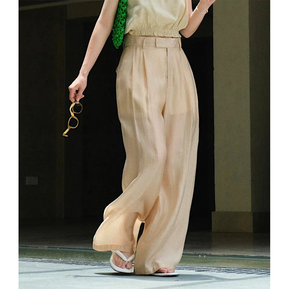 Casual Thin Pants High Waist Wide Leg Loose Trousers Women's Summer Clothing