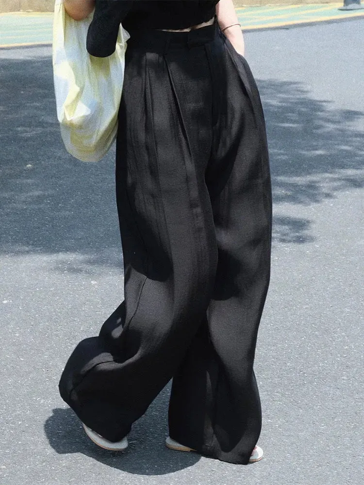 Casual Thin Pants High Waist Wide Leg Loose Trousers Women's Summer Clothing