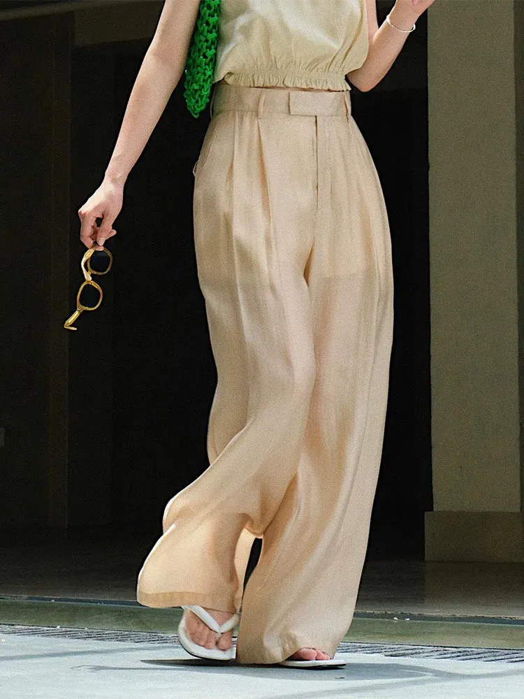 Casual Thin Pants High Waist Wide Leg Loose Trousers Women's Summer Clothing