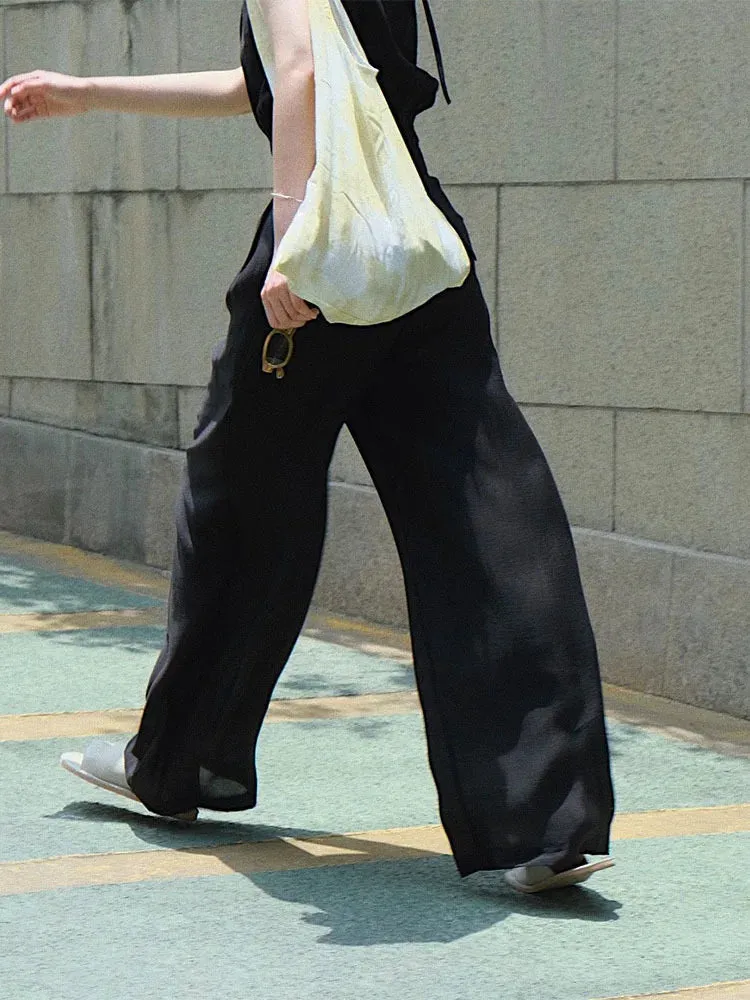 Casual Thin Pants High Waist Wide Leg Loose Trousers Women's Summer Clothing