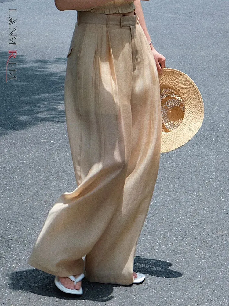 Casual Thin Pants High Waist Wide Leg Loose Trousers Women's Summer Clothing