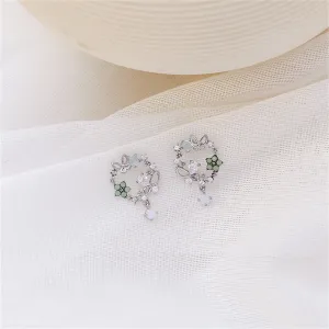 Cat Eye & Cubic Zirconia Crystal Silver-Plated Butterfly Dangle Earrings