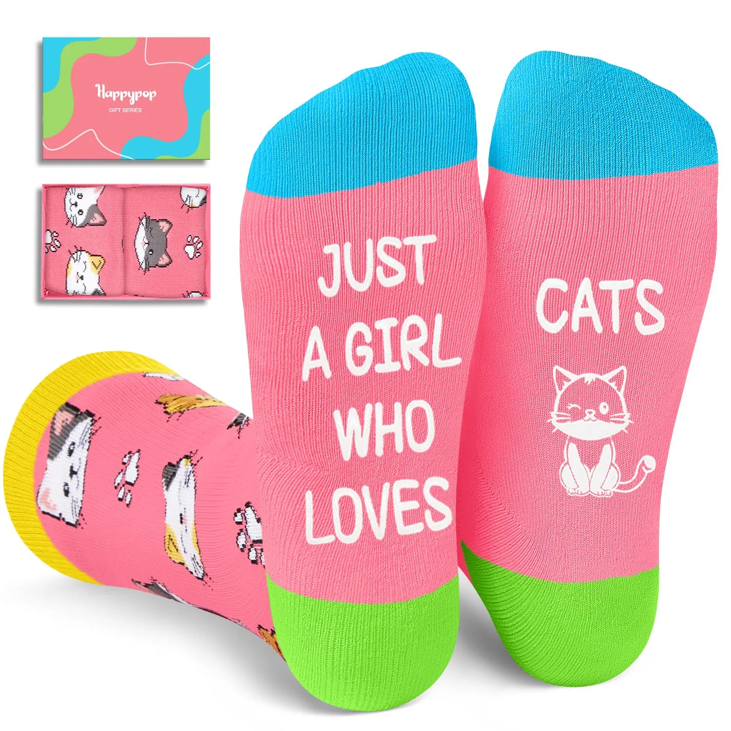 Cat Gifts Ideas for Girls - Novelty Cute Cat Socks for Women Teen Girls, Funny Cat Stocking for Cat Lovers