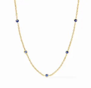 Celeste Delicate Station Necklace - Sapphire Blue
