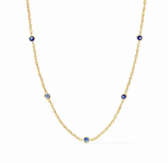 Celeste Delicate Station Necklace - Sapphire Blue