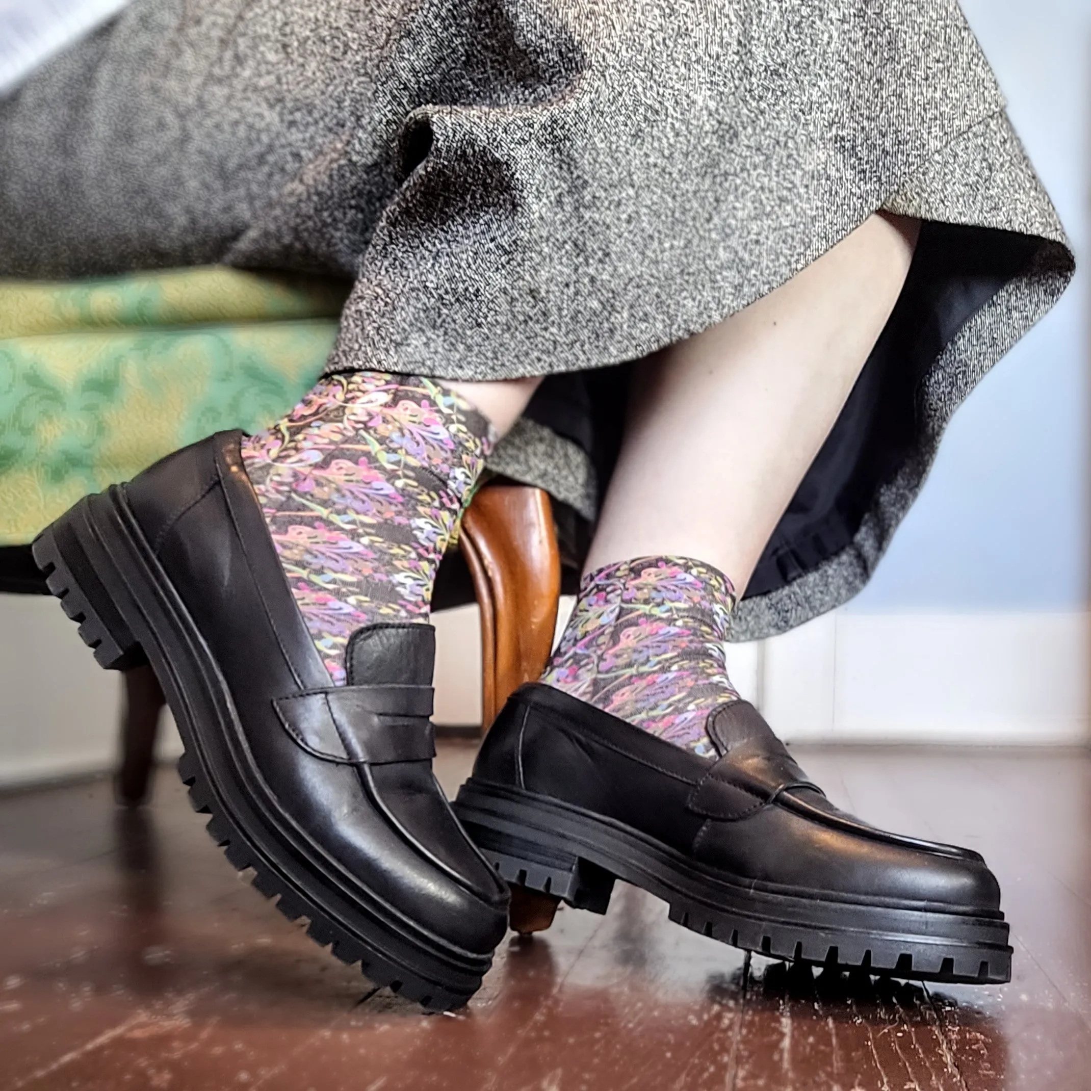 Celeste Stein Socks - Black Abstract Lace