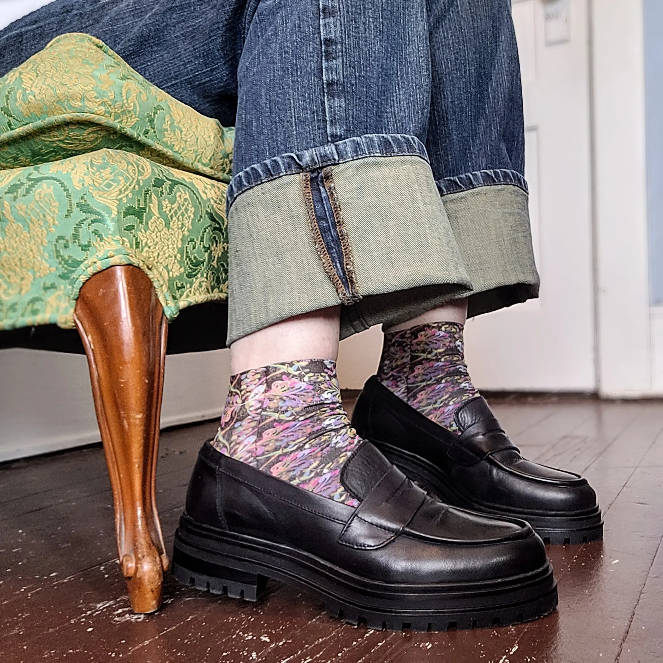 Celeste Stein Socks - Black Abstract Lace