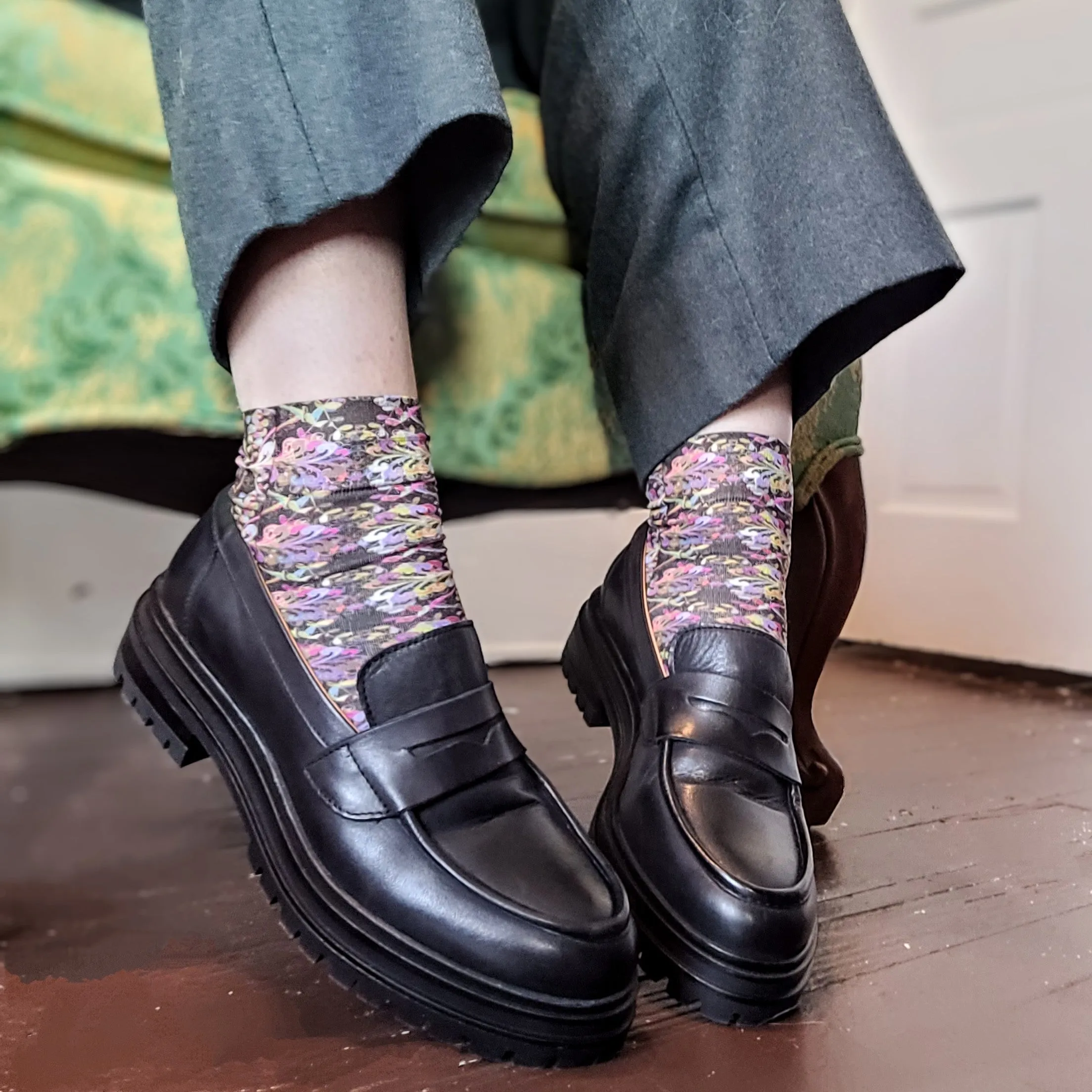 Celeste Stein Socks - Black Abstract Lace