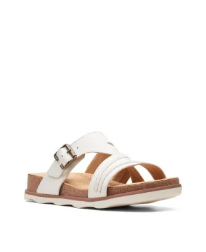 Clarks Women's Collection Brynn Hope Flat Sandals 26165168 White Leather 8.5M