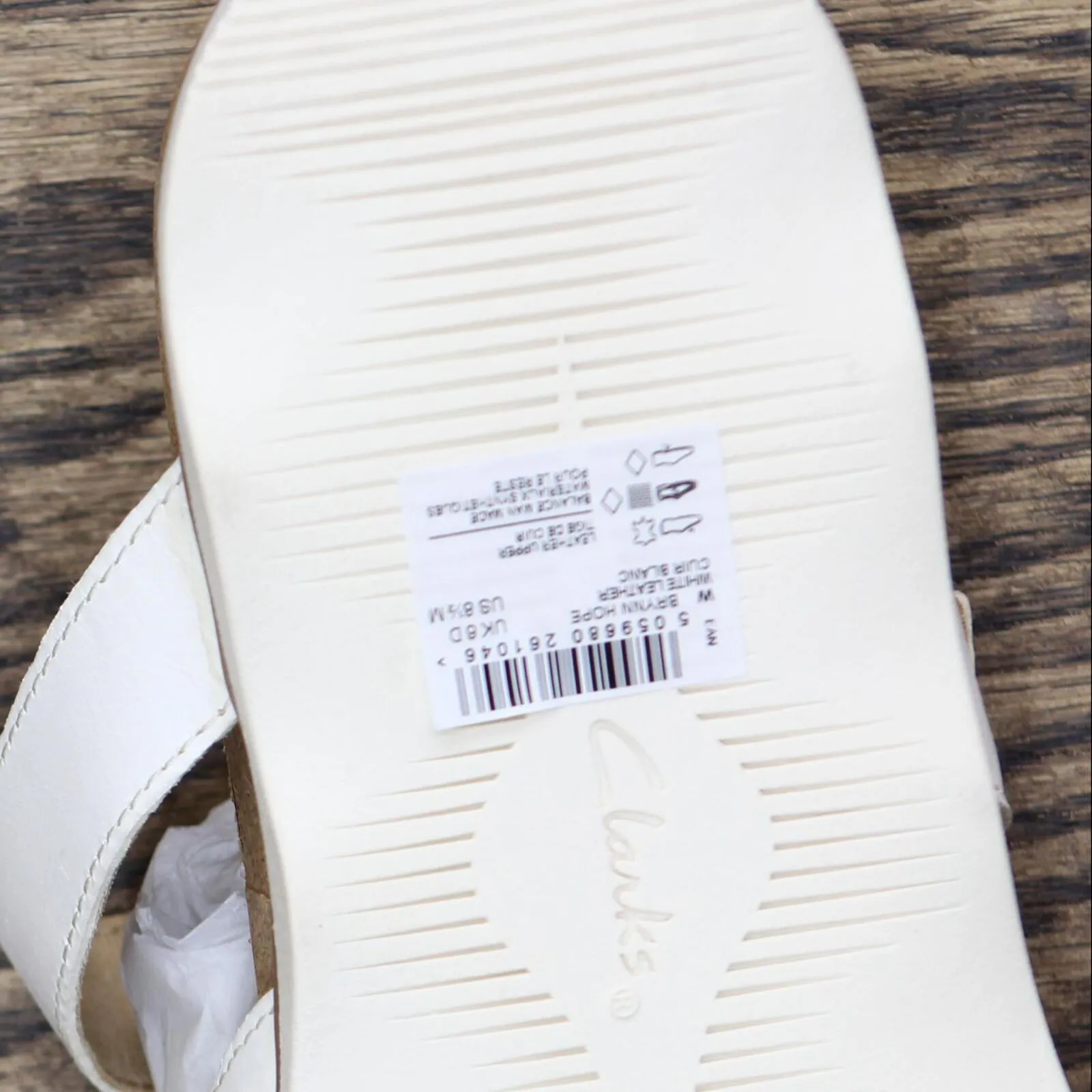 Clarks Women's Collection Brynn Hope Flat Sandals 26165168 White Leather 8.5M