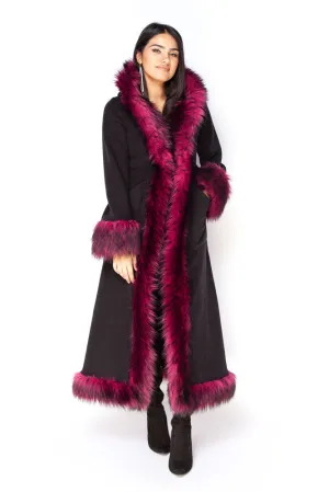 Classic Tamo Coat: Black Coat   Magenta Trim