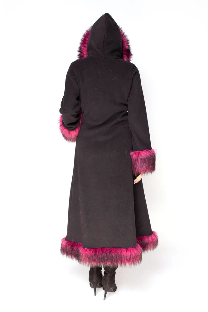 Classic Tamo Coat: Black Coat   Magenta Trim