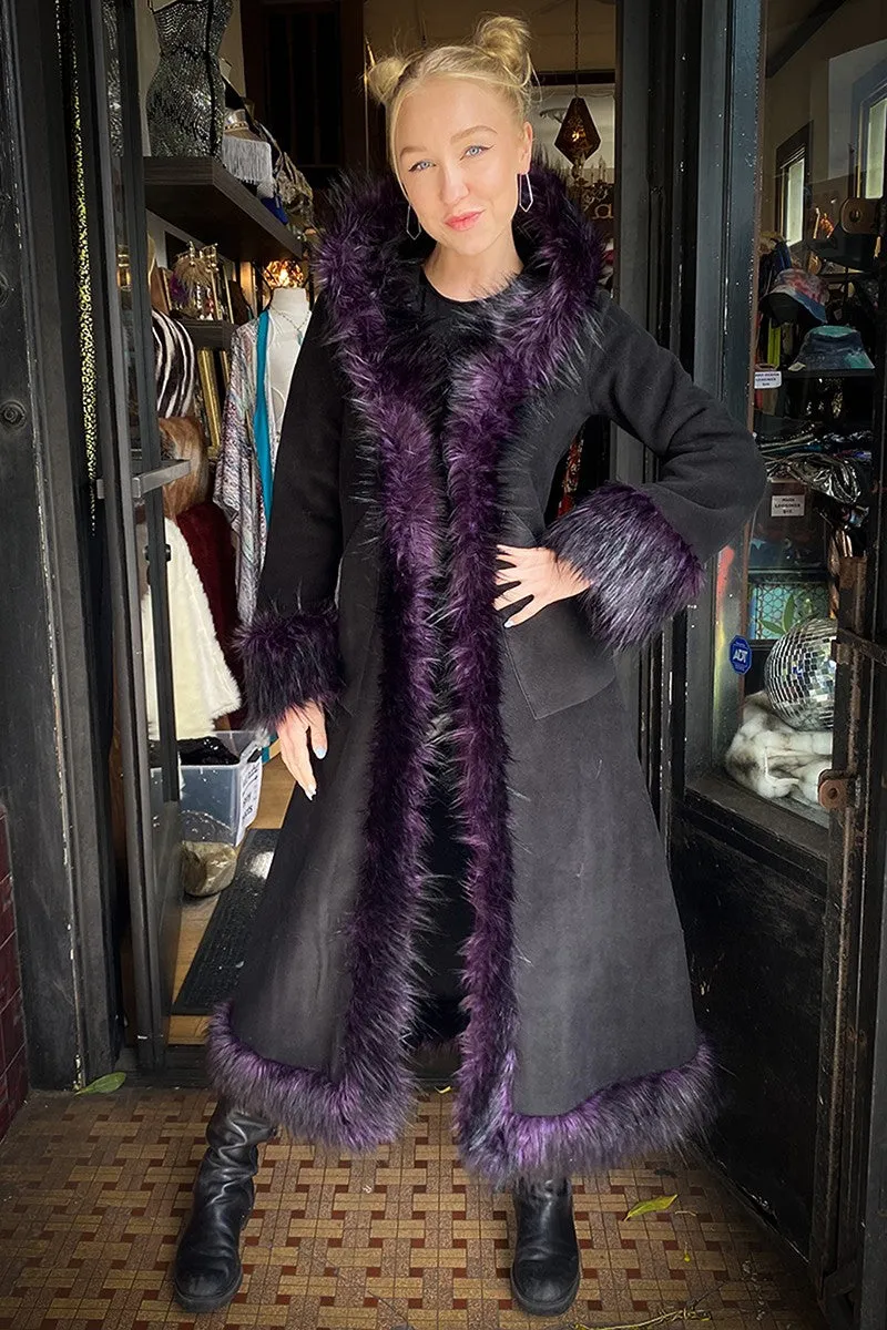 Classic Tamo Coat: Black Coat   Purple Trim